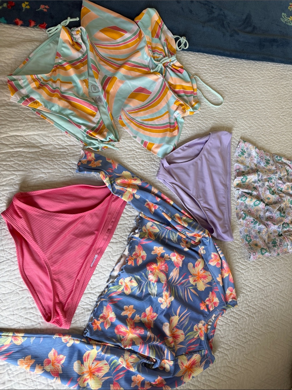 Girl’s Mixed Swimwear Set - Multicolor Floral & Pink Pieces 3 sets Size 14/16 XL